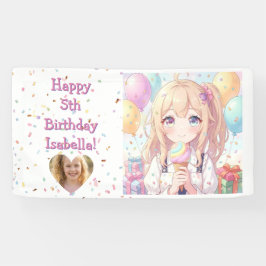 アニメ少女のアイスクリーム誕生日パーティー 横断幕