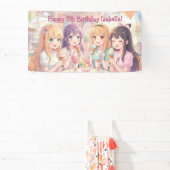 アニメ少女のアイスクリーム誕生日パーティー 横断幕 (インサイチュ)