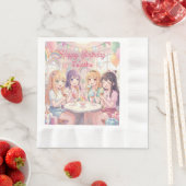 アニメ少女のアイスクリーム誕生日パーティー 縁ありランチョンナプキン (インサイチュ)