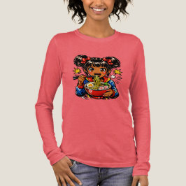 アニメ少女のラーメンをすすりこむTシャツ トライブレンドTシャツ