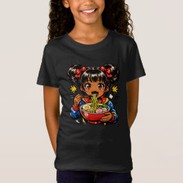 アニメ少女のラーメンをすすりこむTシャツ Tシャツ