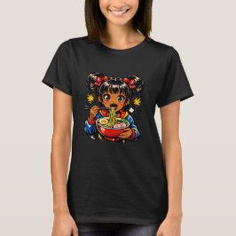 アニメ少女のラーメン スラープ・ノム Tシャツ