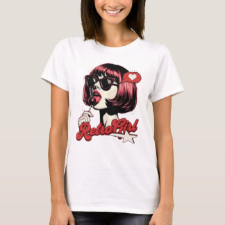 アニメ少女ポップアートグラフィックTシャツ - かわいいレトロマ Tシャツ