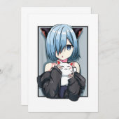 アニメ少女 ネコ 猫娘 パステル カワイイ 猫 まんが じゃ 招待状 (正面/裏面)