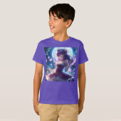 アニメ少女 紫色の蝶の羽 月の妖精 Tシャツ (正面フル)