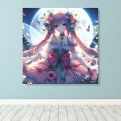 アニメ少女 花 月 フェアリー キャンバスプリント (インサイチュ (ウッドフロア))