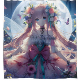 アニメ少女 花 月 フェアリー シャワーカーテン