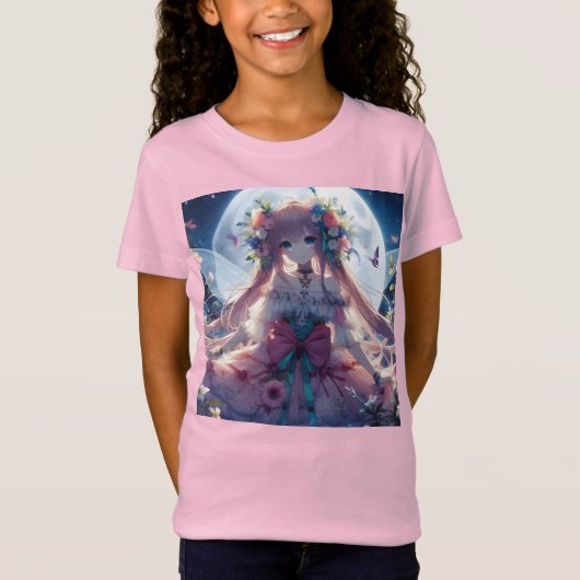 アニメ少女 花 月 フェアリー Tシャツ (正面)