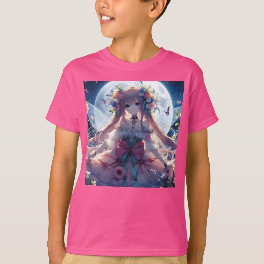 アニメ少女 花 月 フェアリー Tシャツ (正面)