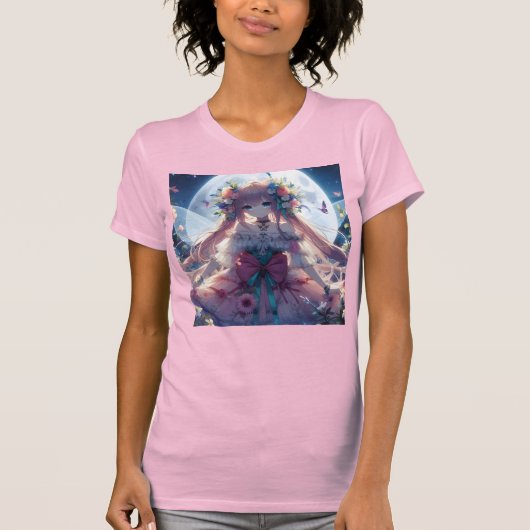 アニメ少女 花 月 フェアリー Tシャツ (正面)