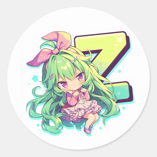 アニメ少女 Z ラウンドシール (正面)
