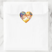 アニメ少年と少女のフローラカップルをテーマ ハートシール (バッグ)