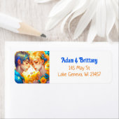 アニメ少年と少女のフローラカップルをテーマ ラベル (インサイチュ)