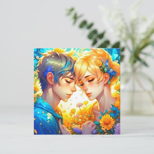 アニメ少年と少女をテーマ結婚にした 招待状 (スタンド正面)