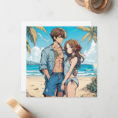 アニメ少年と少女 ノートカード (正面/裏面インサイチュ)