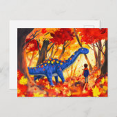 アニメ少年歩く恐竜の秋の森 シーズンポストカード (正面/裏面)