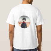 アニメ少年 砂漠の風景に立つ – アニメの進化 Tシャツ (裏面)