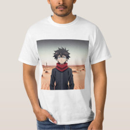 アニメ少年 砂漠の風景に立つ – アニメの進化 Tシャツ
