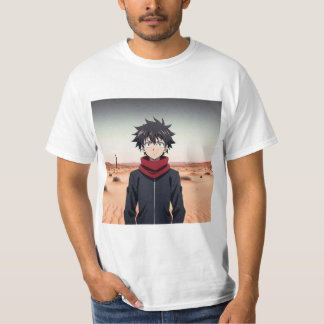 アニメ少年 砂漠の風景に立つ – アニメの進化 Tシャツ