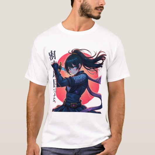 アニメ忍者ガールとカタナ – Epic Samurai Warrior Tシャツ (正面)