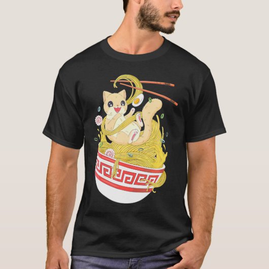 アニメ恋人かわいい物丼ラーメン麺ジャパネス Tシャツ (正面)