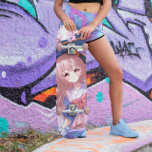 アニメ日本のガール スケートボード<br><div class="desc">紫とガーリーほこりっぽいバラのドレスに、ほこりっぽいピンクの髪の可愛いアニメのマンガの女の子が登場したスケートボード。アートワークはAIの作成である。目は絵を描マンガ家の作った。この店の女の子のための可愛いスケートボードをもっとチェックしなさい。</div>