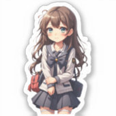 アニメ日本のスクールガール シール (正面)