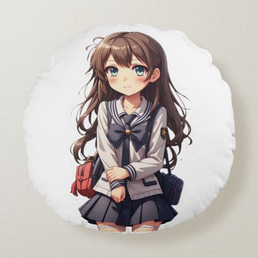 アニメ日本のスクールガール ラウンドクッション (正面)
