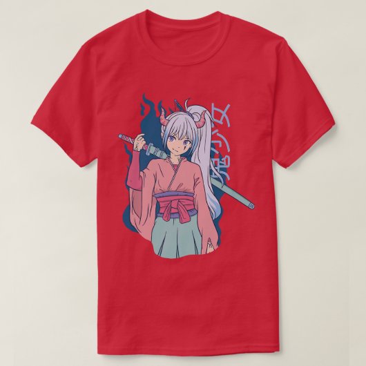 アニメ日本のデーモンサムライ忍者ガールカタナスォ Tシャツ (デザイン正面)