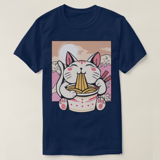 アニメ日本のラーメン猫かわいいかわいい韓国マンガ  Tシャツ (デザイン正面)