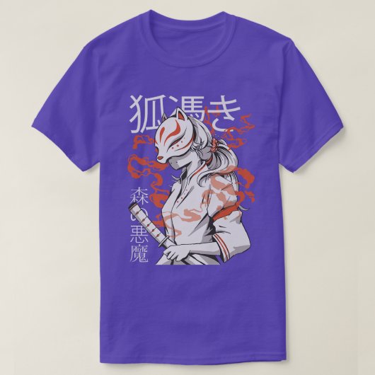 アニメ日本のFoガールウォリアー狐仮面プレミウ Tシャツ (デザイン正面)