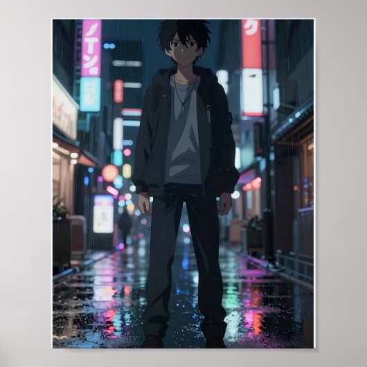 アニメ映画風ネオンシティポスター ポスター (正面)