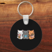 アニメ棒茶バブルティーゲームゲーマーラーメン猫 キーホルダー (正面)