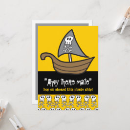 アニメ海賊のドクロと骨の子供の誕生日パーティー 招待状