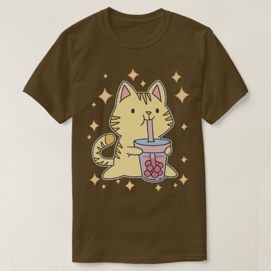 アニメ漫画子猫日本語かわいいバブルティーキティ Tシャツ (デザイン正面)