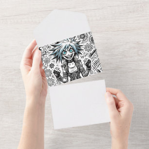 アニメ漫画陽気なアートオリジナルblu_eyes black_a オールインワン招待状