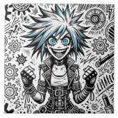 アニメ漫画陽気なアートオリジナルblu_eyes black_a タイル (正面)