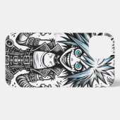 アニメ漫画陽気なアートオリジナルblu_eyes black_a iPhoneケース (裏面横)