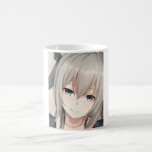 アニメ灰色の髪の女の子アクアアイコーヒーマグ コーヒーマグカップ