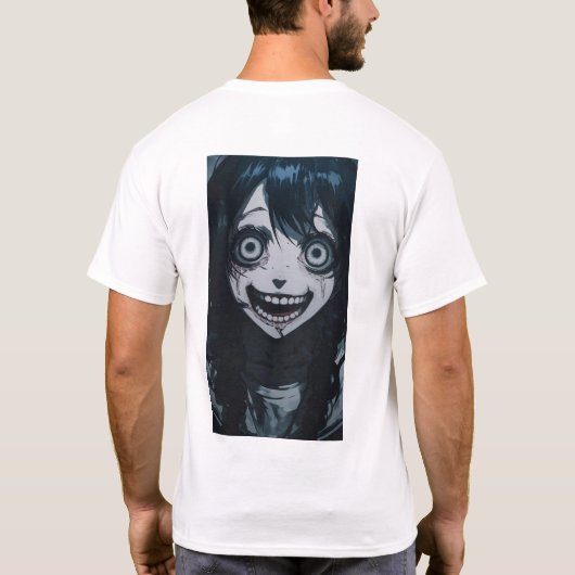 アニメ熱狂するガールサイコ顔Tシャツ Tシャツ (裏面)