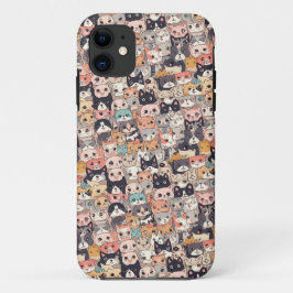 アニメ猫の繰り返しパターン iPhone 11 ケース