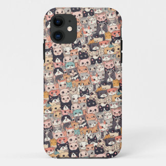アニメ猫の繰り返しパターン iPhone 11 ケース