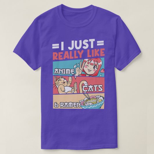 アニメ猫やラーメンが大好き223かわいい Tシャツ (デザイン正面)