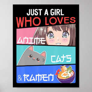 アニメ猫を愛する女の子川合ラーメン ポスター