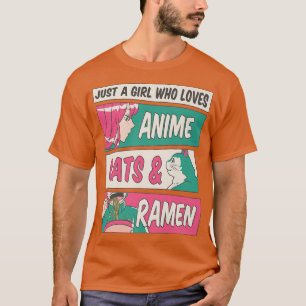 アニメ猫ラーメンが大好きな女の子ジャパ Tシャツ