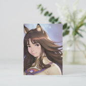 アニメ猫耳の女性 ポストカード (スタンド正面)