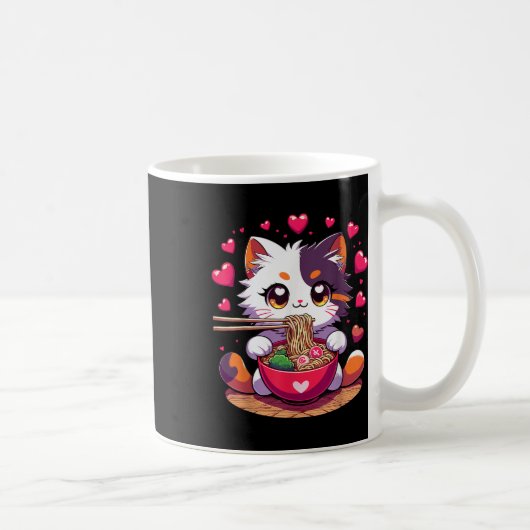 アニメ猫食べラーメンハートヴァレンティ コーヒーマグカップ (右)