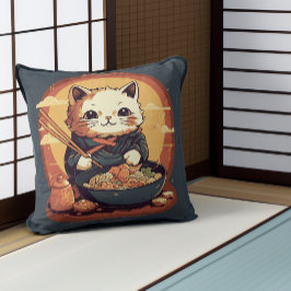 アニメ猫食べ物ラーメンかわいい日本のスタイル クッション