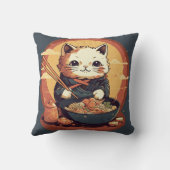 アニメ猫食べ物ラーメンかわいい日本のスタイル クッション (裏面)