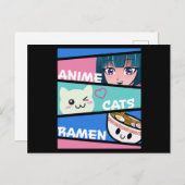 アニメ猫 ラーメン マンガ コスプレ 日本 かわいい ギフト ポストカード (正面/裏面)